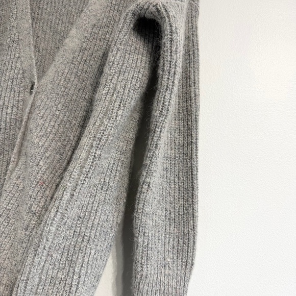 Free People Cloudy Day Cardigan light grey alpaca mohair wool grandpa boyfriend - Picture 9 of 12
